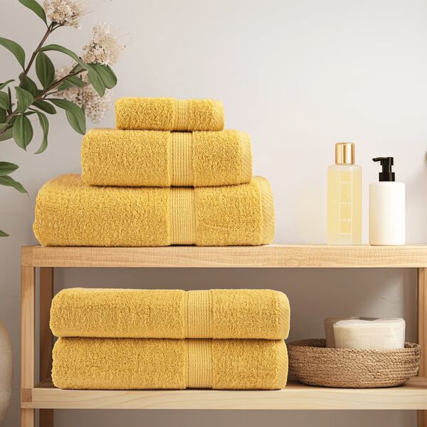vidaXL Shower Towel Set of 10 Gold 100% cotton 27.6 x 55.1 in Durable