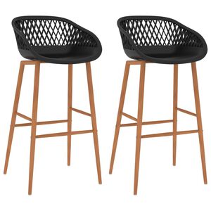 vidaXL Bar Chair Set of 2 Black PP (Polypropylene) and Metal