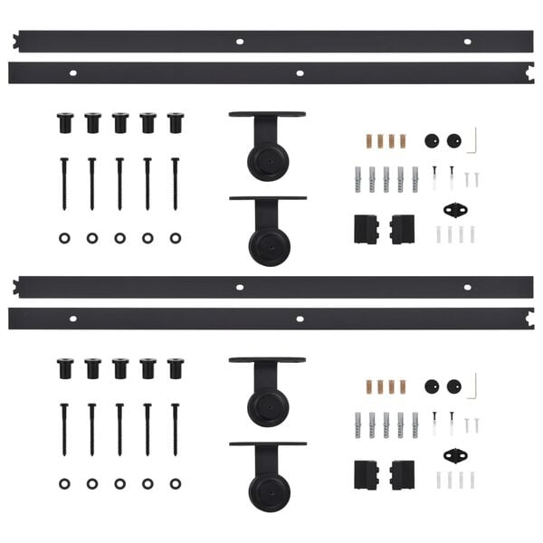  vidaXL Sliding Door Hardware Kits 2 pcs 78.7 " Steel Black (2x145263)