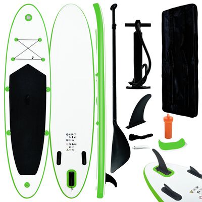 vidaXL Inflatable Stand Up Paddleboard Set Green and White
