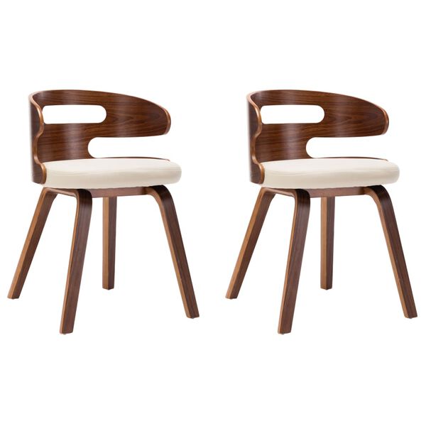 vidaXL Dining Chair Set of 2 Cream and Dark Brown