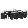 vidaXL Garden Dining Set with Cushion 9 pcs Black Poly Rattan