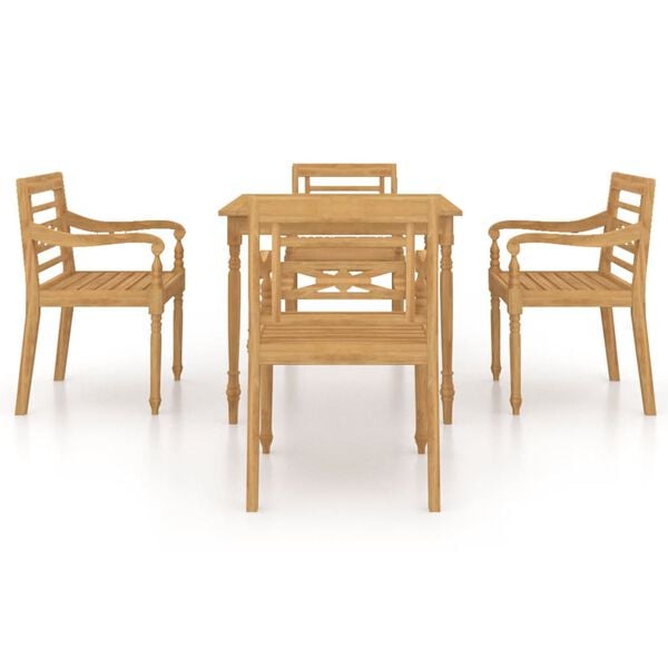 vidaXL 5 Piece Patio Dining Set Solid Teak Wood