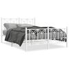 vidaXL Bed Frame White Steel 55.1 x 78.7 in Bed Frame Rectangular