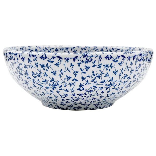 vidaXL Countertop Basin White and Blue Round &Phi;16.1x5.5" Ceramic