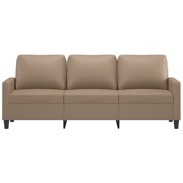 vidaXL 3-seater Sofa Cappuccino Faux leather, metal, textilene