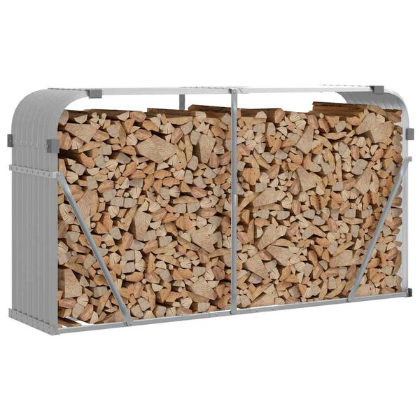 vidaXL Log Holder Light Gray 70.9"x17.7"x39.4" Galvanized Steel