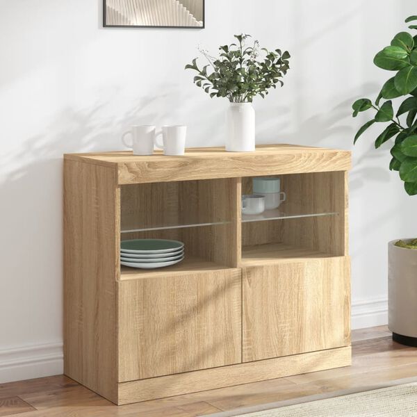vidaXL Sideboard Sonoma oak Engineered wood, glass Medium Sideboard