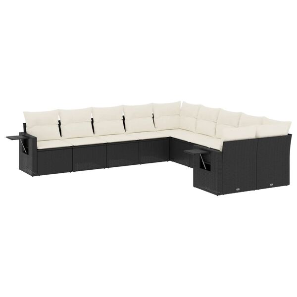 vidaXL Garden Sofa Set Black, Cream White PE Rattan Large Modular