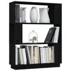 vidaXL Book Cabinet Black Solid pine wood Medium Book Cabinet