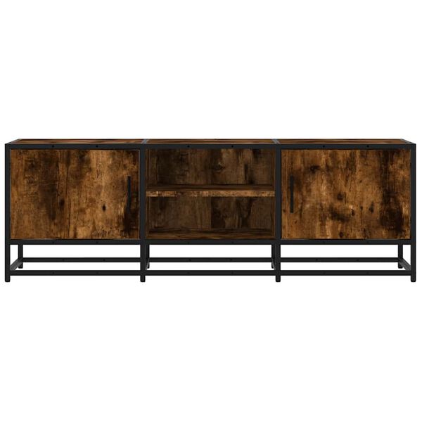 vidaXL TV Cabinet Smoked Oak Engineered Wood, Metal Medium TV Cabinet