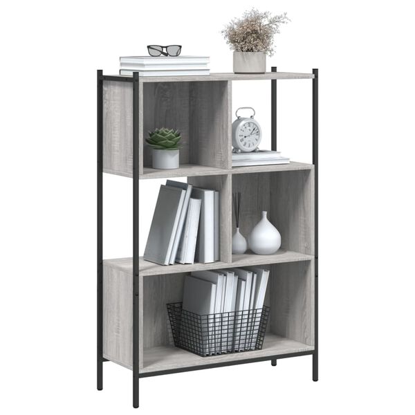 vidaXL Bookcase Grey Sonoma Engineered wood Bookcase Rectangular