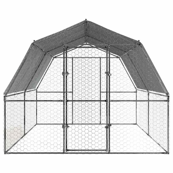 vidaXL Chicken Cage Silver Galvanized steel, Polyethylene Large Durable