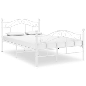 vidaXL Bed Frame White Powder-coated metal Double Bed Frame