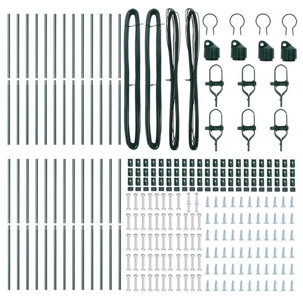 vidaXL Fence Post 26 pcs Green 3.2 x 3.2 x 170 cm Steel