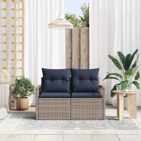 vidaXL Garden Sofa with Cushion 47.24 x 24.41 x 27.17 in Poly Rattan