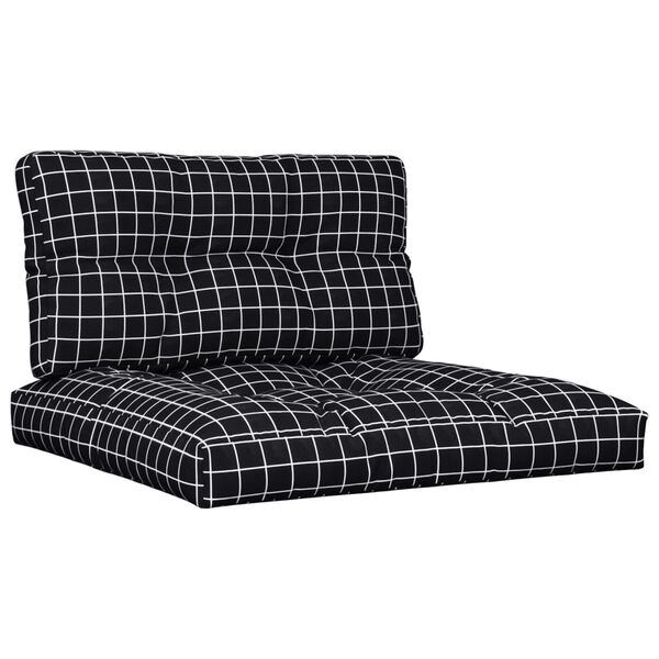 vidaXL Pallet Cushion Black Check Pattern 100% polyester 31.5 in x 15.7 in