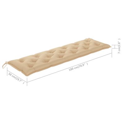 vidaXL Patio Bench with Beige Cushion 68.9" Solid Teak Wood