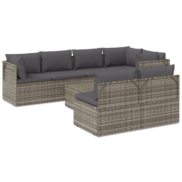 vidaXL Garden Lounge Set Grey PE rattan Large Modular
