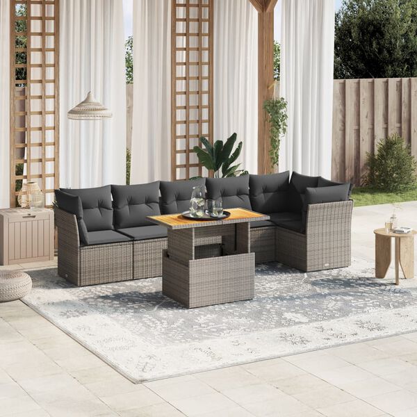 vidaXL Garden Sofa Set Grey, Dark grey cushions