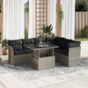 vidaXL Garden Sofa Set Grey Poly Rattan Medium Adjustable Armrests