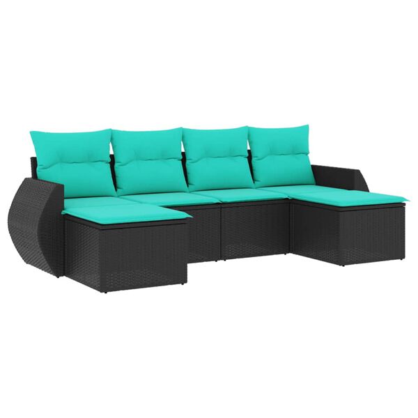 vidaXL Garden Sofa Set Black, Blue