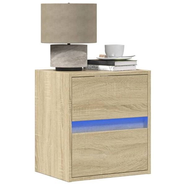 vidaXL Wall-mounted Bedside Cabinet Sonoma Oak Engineered Wood Compact