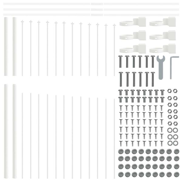 vidaXL Garden Fence White 66.93 x 84.65 in Powder-Coated Steel