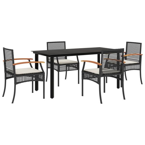 vidaXL Garden Dining Set Black PE rattan Five-piece set