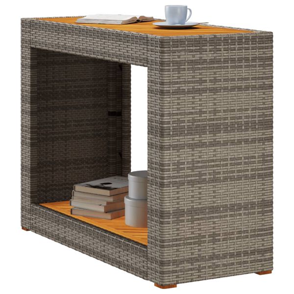 vidaXL Garden Side Table Grey and Brown PE Rattan Small Durable