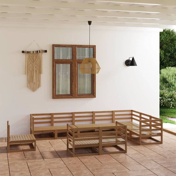 vidaXL Garden Lounge Set Honey Brown Solid Pine Wood Medium Modular