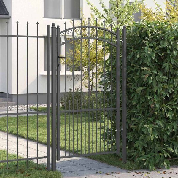 vidaXL Fence Gate with Spear Top Black 40.6" x 68.9" Powder-coated Steel
