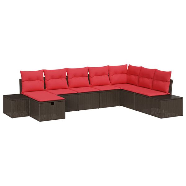 vidaXL Garden Sofa Set with Cushion 8 pcs Brown Poly Rattan