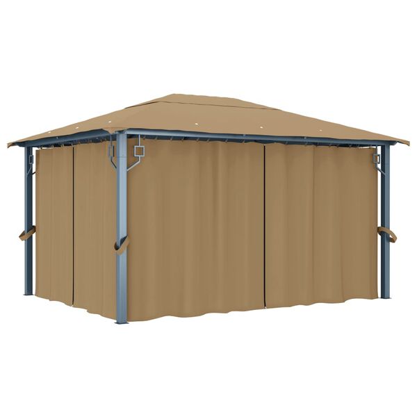 vidaXL Gazebo with Curtain 157.5x118.1" Taupe Aluminium
