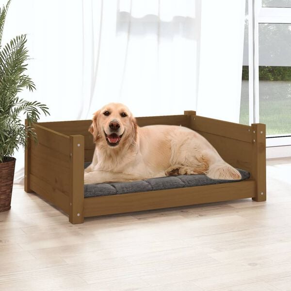 vidaXL Dog Bed Honey brown Solid pine wood Medium Durable Dog Bed