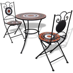 vidaXL Patio Furniture Terracotta, White Powder-coated iron, ceramic