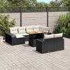 vidaXL Garden Sofa Set Black PE rattan Large Adjustable Armrests