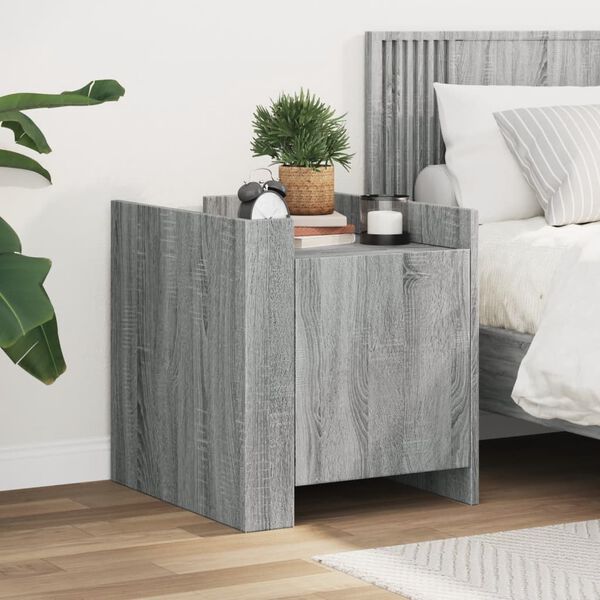 vidaXL Bedside Cabinet Grey Sonoma Engineered Wood 17.7 x 19.7 x 19.7 in