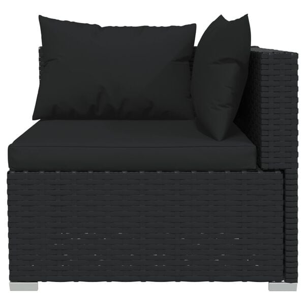 vidaXL Garden Lounge Set Black PE Rattan, Powder-Coated Steel, Plastic
