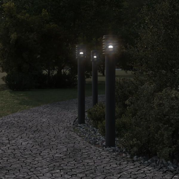 vidaXL Outdoor Floor Lamp Set of 3 Black Stainless steel, Polycarbonate
