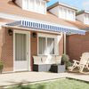 vidaXL Retractable Awning Blue and White 137.8" x 78.7