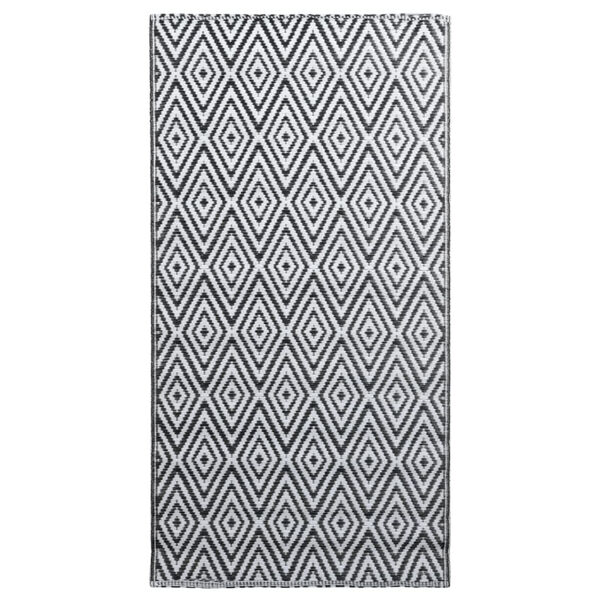 vidaXL Outdoor Carpet White and Black Polypropylene 63.0 x 90.6 in