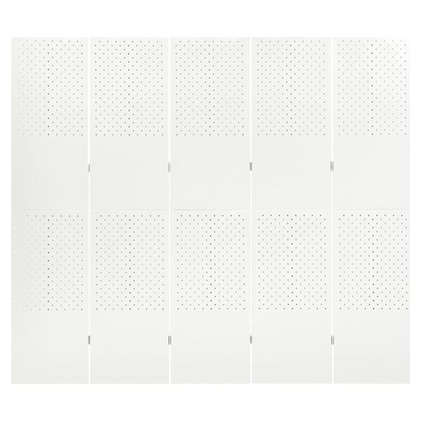 vidaXL 5-Panel Room Dividers 2 pcs White 78.7"x70.9" Steel