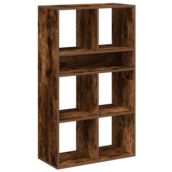 vidaXL Book Cabinet Smoked Oak Engineered Wood 26.0 x 12.2 x 44.1 in