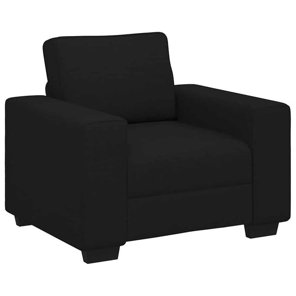 vidaXL Sofa Set Black Polyester, metal, plywood, solid wood 3-piece set