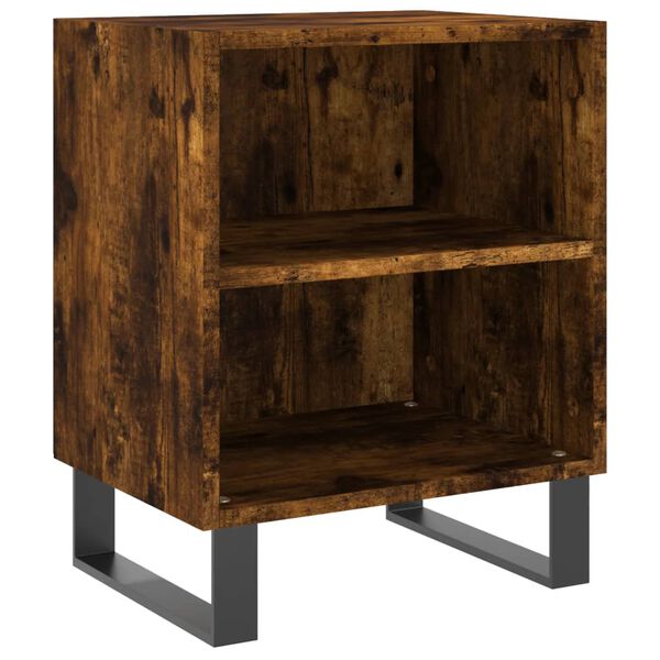 vidaXL Bedside Cabinet Set of 2 Smoked oak Engineered wood, iron Drawers