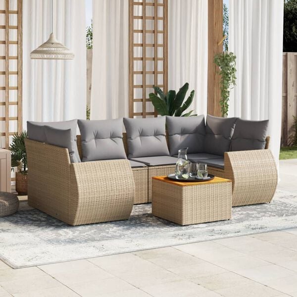 vidaXL Garden Sofa Set Beige, Light Grey