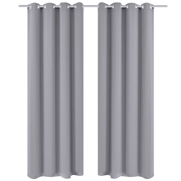 vidaXL 2 pcs Grey Blackout Curtains with Metal Rings 53.1 x 96.5"