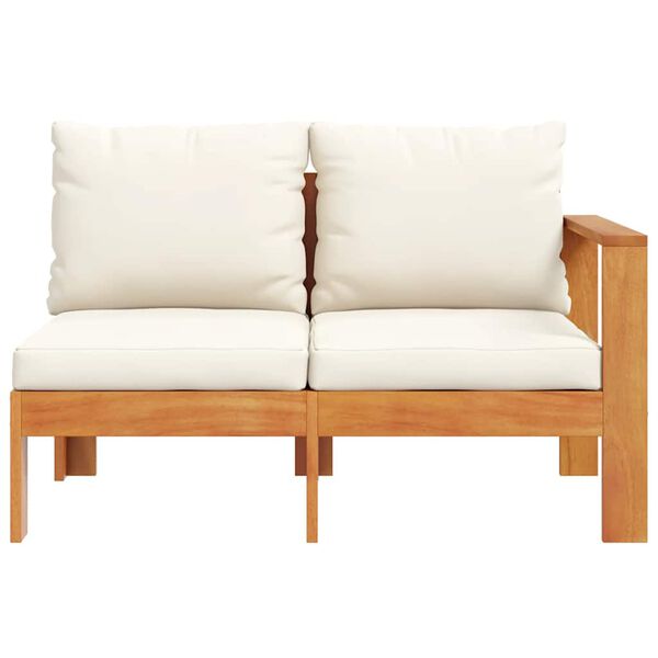 vidaXL Garden Sofa Natural wood with cream white cushions