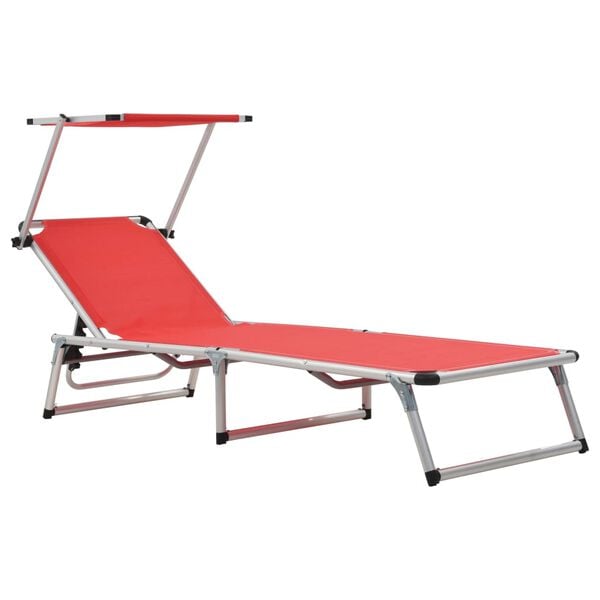 vidaXL Sun Lounger Red Aluminum Standard Collapsible